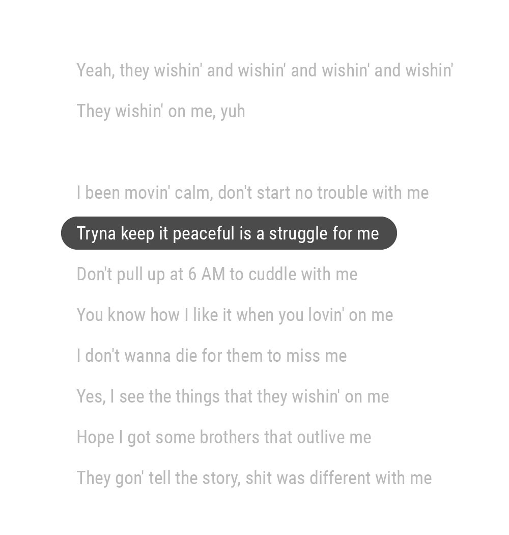 Line-by-line Lyric Display with single line highlighted